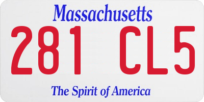 MA license plate 281CL5