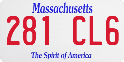 MA license plate 281CL6