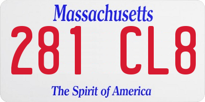 MA license plate 281CL8