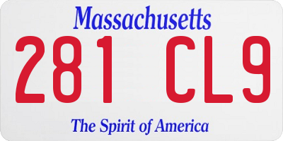 MA license plate 281CL9