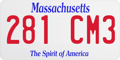MA license plate 281CM3