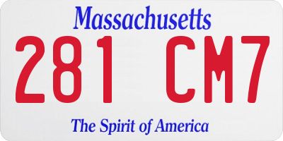 MA license plate 281CM7