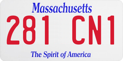 MA license plate 281CN1