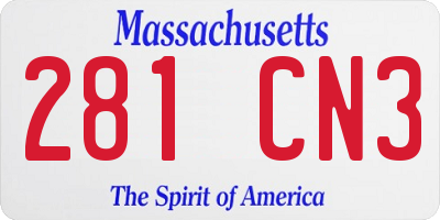 MA license plate 281CN3