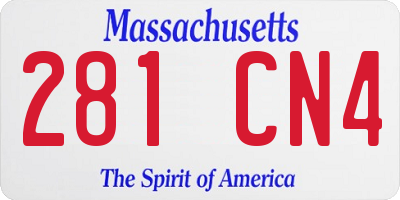 MA license plate 281CN4