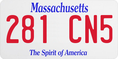 MA license plate 281CN5