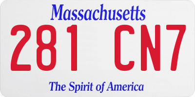 MA license plate 281CN7