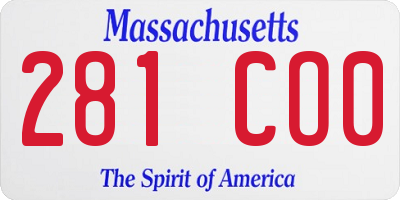 MA license plate 281CO0