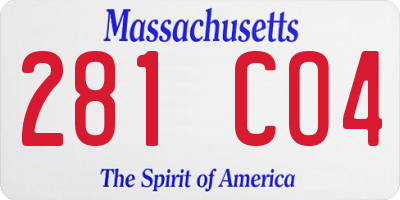 MA license plate 281CO4