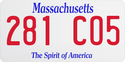 MA license plate 281CO5