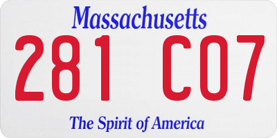 MA license plate 281CO7
