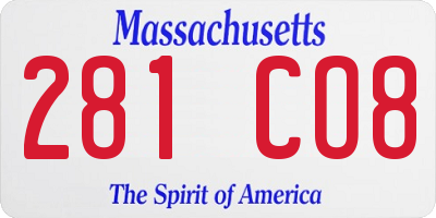 MA license plate 281CO8