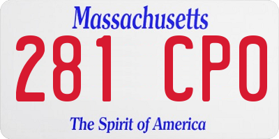 MA license plate 281CP0