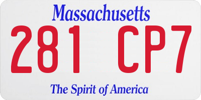 MA license plate 281CP7