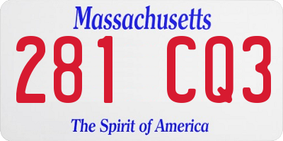 MA license plate 281CQ3