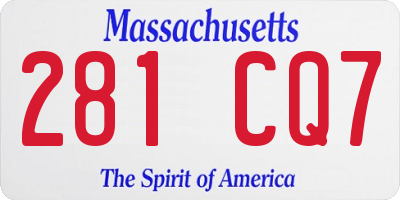 MA license plate 281CQ7