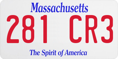 MA license plate 281CR3