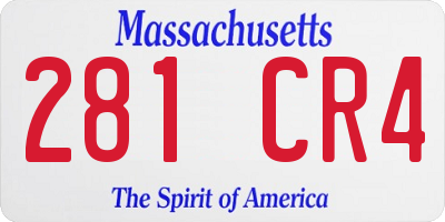 MA license plate 281CR4