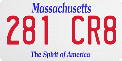 MA license plate 281CR8