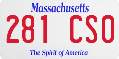 MA license plate 281CS0
