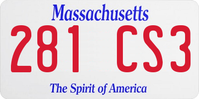 MA license plate 281CS3