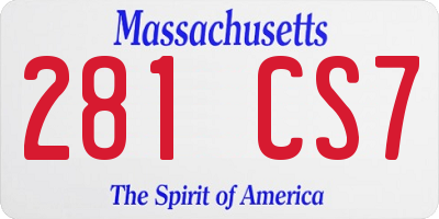 MA license plate 281CS7