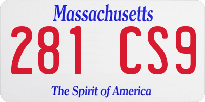 MA license plate 281CS9