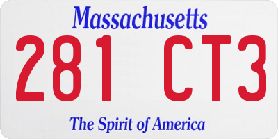 MA license plate 281CT3