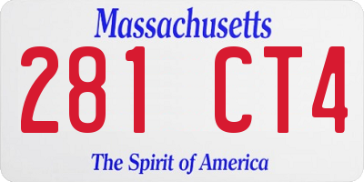 MA license plate 281CT4