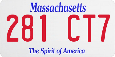 MA license plate 281CT7