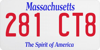 MA license plate 281CT8