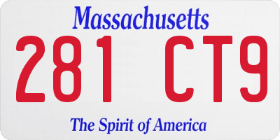 MA license plate 281CT9