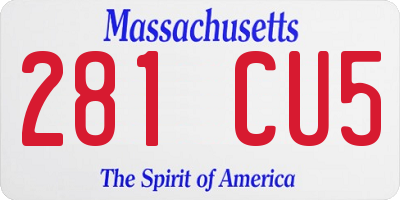 MA license plate 281CU5