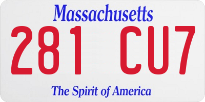 MA license plate 281CU7