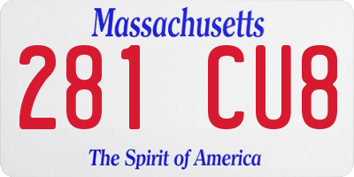 MA license plate 281CU8