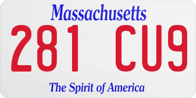 MA license plate 281CU9