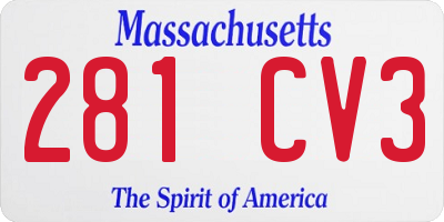 MA license plate 281CV3