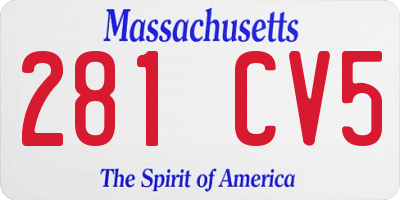 MA license plate 281CV5