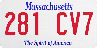 MA license plate 281CV7