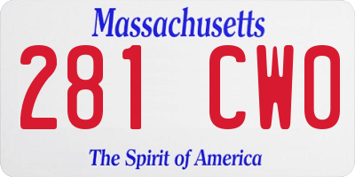 MA license plate 281CW0