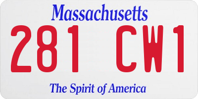 MA license plate 281CW1