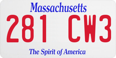 MA license plate 281CW3