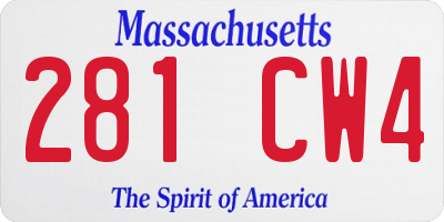 MA license plate 281CW4
