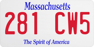 MA license plate 281CW5
