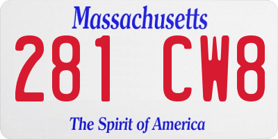 MA license plate 281CW8