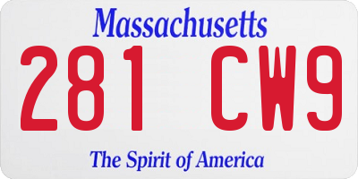 MA license plate 281CW9