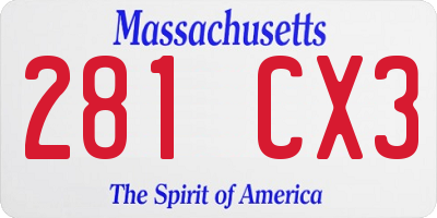 MA license plate 281CX3