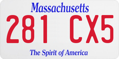 MA license plate 281CX5