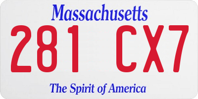 MA license plate 281CX7