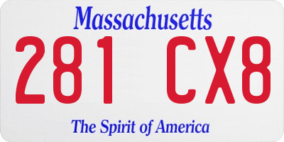 MA license plate 281CX8